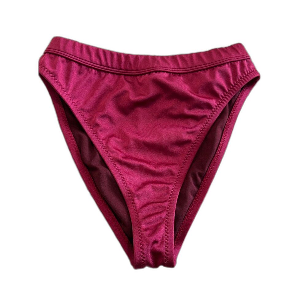 Dixperfect Burgundy High Waisted Skimpy Bikini Bottoms Women's Sz S